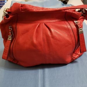 b. Makowsky Red Leather Hobo Handbag